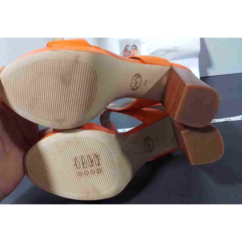 EUC Michael Kors Orange Becker T-Strap Platform Block Heel Sandals Women's 8M - Picture 7 of 7